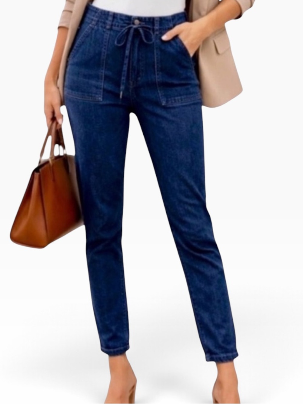 Judy Blue High Rise Dark Blue Wash Drawstring Jogger Jeans 7/28